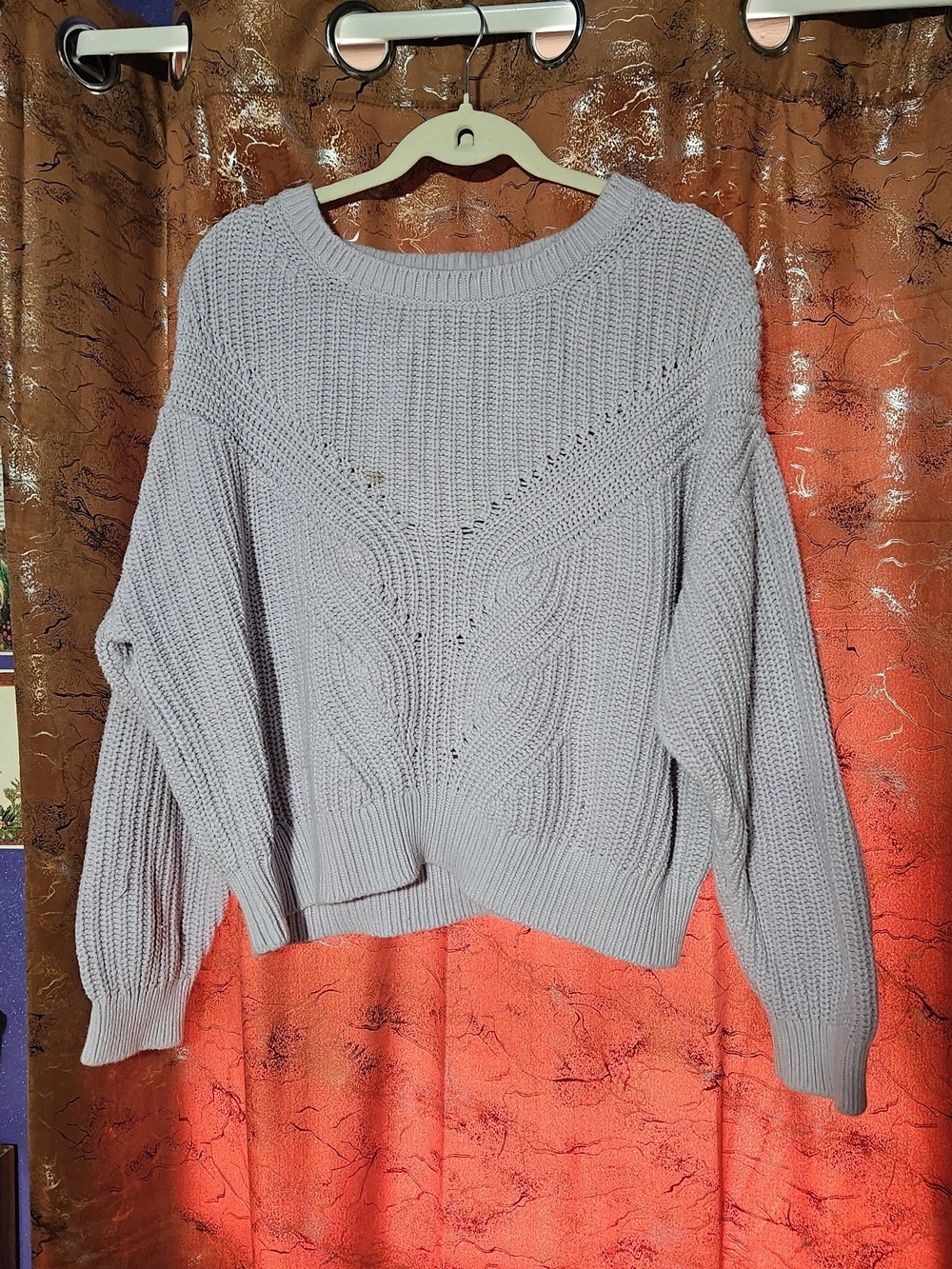 The Drop Lilac Cable-knit Sweater, XL